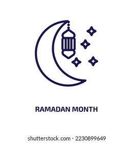 ramadan month icon from religion collection. Thin linear ramadan month, ramadan, celebration outline icon isolated on white background. Line vector ramadan month sign, symbol for web and mobile