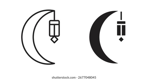 Icono del mes de Ramadán conjunto de líneas de arte y diseño de glifos. Eps10