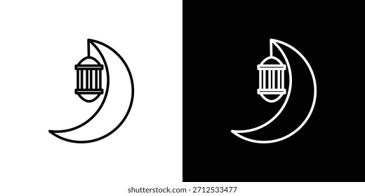 Icono del mes de Ramadán. Símbolo plano simple. Ilustración de pictograma de contorno negro perfecto