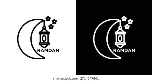 Ramadan Month icon in thin stroke and flat style.