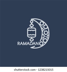 Ramadan Month icon. Trendy flat vector line Ramadan Month icon on dark blue background from Religion  collection. 