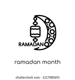 Ramadan Month icon. Trendy modern flat linear vector Ramadan Month icon on white background from thin line Religion collection, editable outline stroke vector illustration