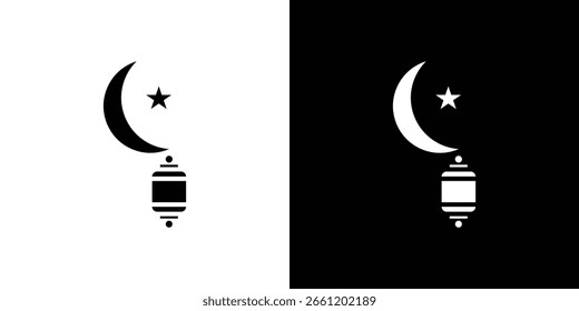 Ilustraciones de Clipart de Vector del icono del mes de Ramadán en estilo plano