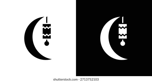 Ramadan Month icon. Vector illustration. Silhouette in black color
