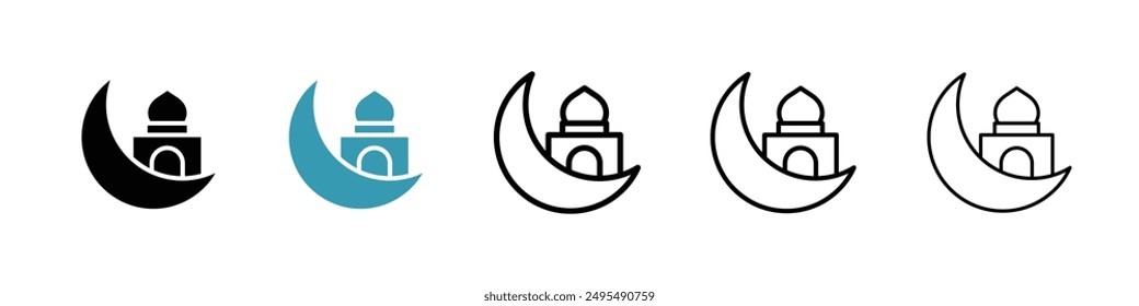 Ramadan Month line icon vector set.