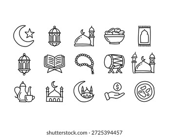 Conjunto de ícones temáticos do mês do Ramadã 