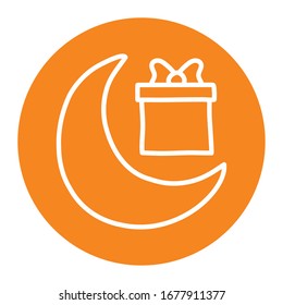 Ramadan Moon und Geschenkblock Linie Stil Symbol Design, islamische muslime Religion Kultur Glauben religiöse Glauben Gott spirituelle Meditation und traditionelle Thema Vektorillustration Illustration