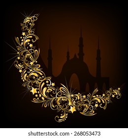 Ramadan moon gold. Vector