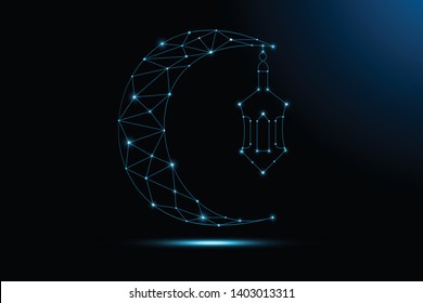 Ramadan Moon low poly vector Illustration design template - Vector