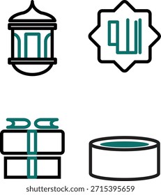 Ramadan moon and mosque icon set for spiritual moments