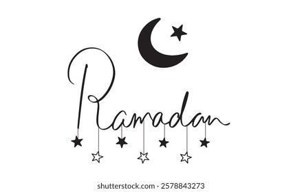 Ramadan moon star black color object icon sign symbol decoration ornament ramadan kareem eid mubarak april february march month 2025 year drawing eid ul fitr muslim islam religion night ramadan art