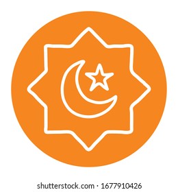 Luna de Ramadán y línea de estrellas diseño ícono, religión musulmana islámica cultura creencia fe religiosa buena meditación espiritual y tema tradicional Ilustración vectorial