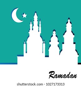 ramadan moon star Festival Castle background illustration Night day palace