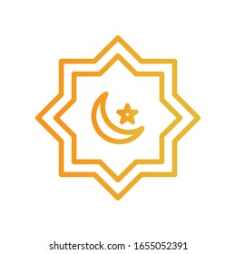 Ramadan moon and star gradient style icon design, Islamic muslim religion culture belief religious faith god spiritual meditation and traditional theme Vector illustration