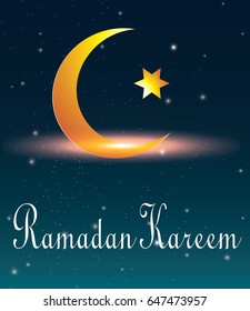 Ramadan moon and star,light, dark background