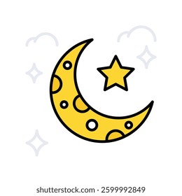 Ramadan Moon vector filled outline icon. EPS 10 file
