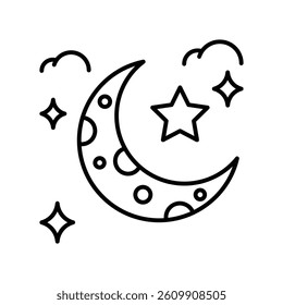 Ramadan Moon vector outline icon. EPS 10 file