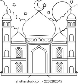 Ramadan Mosque Coloring Page for Kids