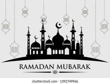 Ramadan with mosque design vector