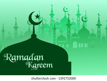 Ramadan with mosque design vector
