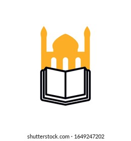 Ramadan mosque half line half color style icon design, Islamic muslim religion culture belief religious faith god spiritual meditation and traditional theme Vector illustration