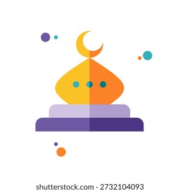 Ícone da mesquita do Ramadã com forma de crescente simbolizando fé, adoração e reflexão espiritual.