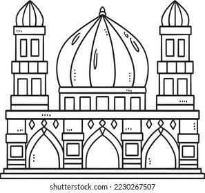 Ramadan Mosque Isolated Coloring Page for Kids