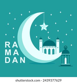 Ramadan, mosque, lantern. Vector illustration