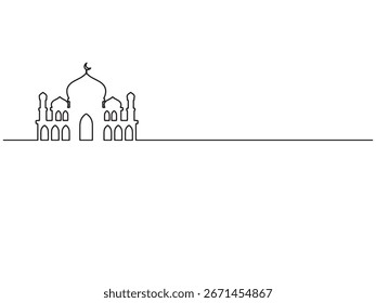 Fondo de arte de línea de mezquita de Ramadán