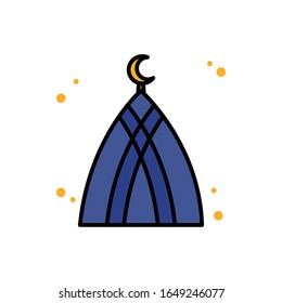 Ramadan mosque line and fill style icon design, Islamic muslim religion culture belief religious faith god spiritual meditation and traditional theme Vector illustration