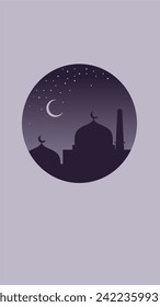 Ramadan mosque at moon illustration