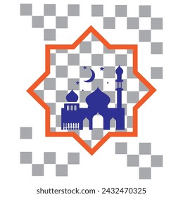 Linterna de la luna de la mezquita de Ramadán ilustración de arte banner vector diseño de póster