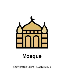 Icono del contorno de la mezquita de Ramadán. Elemento del icono de ilustración del día Ramadán. Los signos y símbolos se pueden utilizar para web, logotipo, aplicación móvil, interfaz de usuario, UX