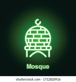Ramadan mosque outline neon icon. Element of Ramadan day illustration icon. Signs and symbols can be used for web, logo, mobile app, UI, UX
