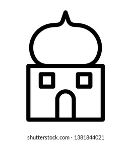 Ramadan Mosque Prophet Building Architecture Islam Religion Culture Vector Line Icons. Editable Stroke and color.