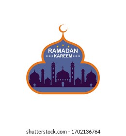 Ramadán con etiqueta de silueta mezquita vector