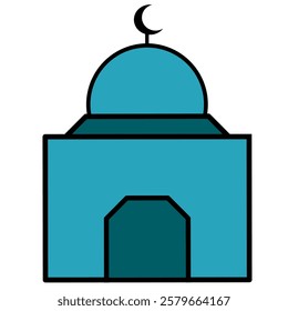 Ramadan Mosque Silhouette Vector. Mosque Silhouette Graphic Design Template Vector. Masjid Clipart, Logo, ornaments and decorations of Islamic mosques. Mosque icon vector