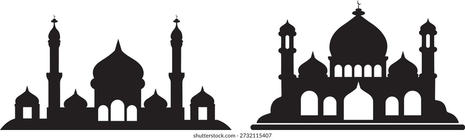 Ramadan Mosque Skyline Twin Version Black Silhouette