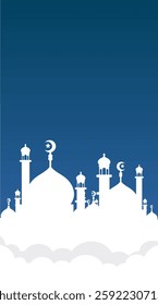 Ramadan mosque vector illustration design. Mosque silhouette. as an illustration of the background for the Ramadan Eid al-Fitr event with a blue base color 067