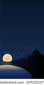 Ramadan mosque vector illustration design. Mosque silhouette. as an illustration of the background for the Ramadan Eid al-Fitr event with a blue base color 061