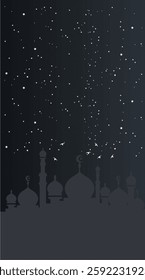 Ramadan mosque vector illustration design. Mosque silhouette. as an illustration of the background for the Ramadan Eid al-Fitr event with a dark blue base color 032