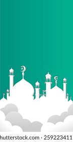 Ramadan mosque vector illustration design. Mosque silhouette. as an illustration of the background for the Ramadan Eid al-Fitr event with a green base color 054