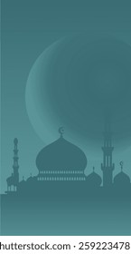 Ramadan mosque vector illustration design. Mosque silhouette. as an illustration of the background for the Ramadan Eid al-Fitr event with a green base color 044