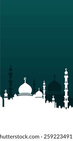 Ramadan mosque vector illustration design. Mosque silhouette. as an illustration of the background for the Ramadan Eid al-Fitr event with a green base color 031