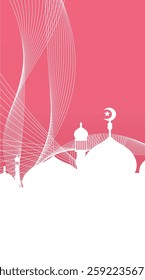 Ramadan mosque vector illustration design. Mosque silhouette. as an illustration of the background for the Ramadan Eid al-Fitr event with a pink base color 035