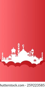 Ramadan mosque vector illustration design. Mosque silhouette. as an illustration of the background for the Ramadan Eid al-Fitr event with a pink base color 020