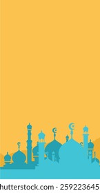 Ramadan mosque vector illustration design. Mosque silhouette. as an illustration of the background for the Ramadan Eid al-Fitr event with a yellow base color 076