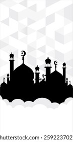 Ramadan mosque vector illustration design. Mosque silhouette. as an illustration of the background for the Ramadan Eid al-Fitr event with a white base color 066