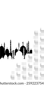 Ramadan mosque vector illustration design. Mosque silhouette. as an illustration of the background for the Ramadan Eid al-Fitr event with a white base color 051