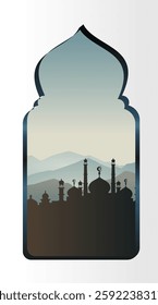 Ramadan mosque vector illustration design. Mosque silhouette. as a background illustration for the Ramadan Eid al-Fitr event 078